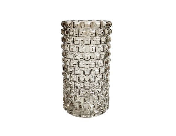 Βάζο γυαλ. Γκρι ανάγλυφο Φ13Η24,5cm