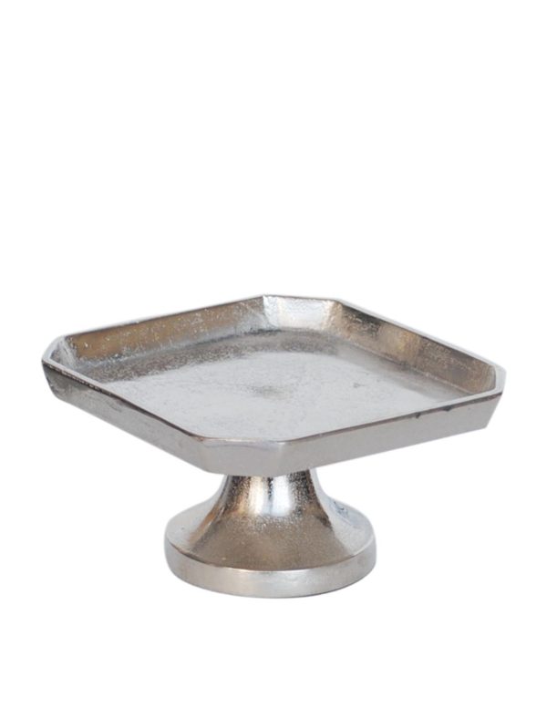 Δίσκος σερβ.μεταλ.ασημί με πόδι 19,5Χ19,5Η9,5cm