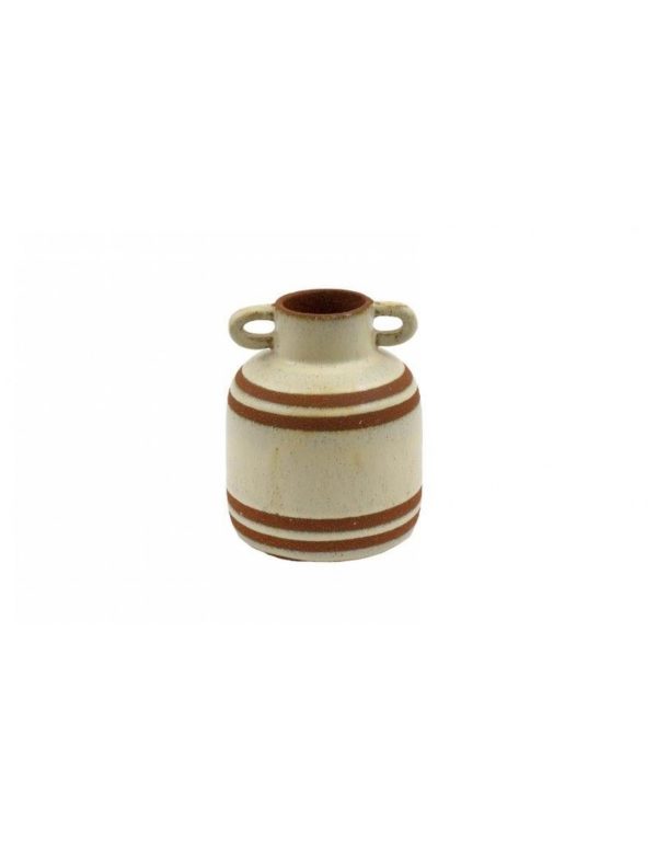 Βάζο κεραμ.αμφορέας μπεζ/καφέ 12,5x15cm