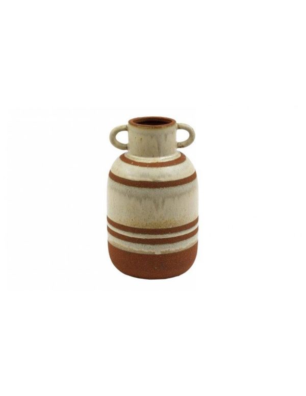 Βάζο κεραμ.αμφορέας μπεζ/καφέ 15x24,5cm