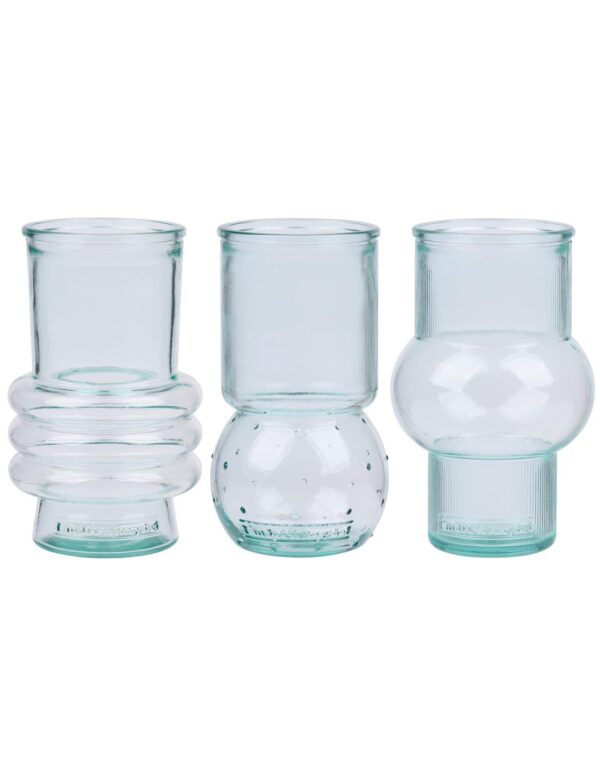 Βάζα γυάλινα set 3σχέδια 11x17cm